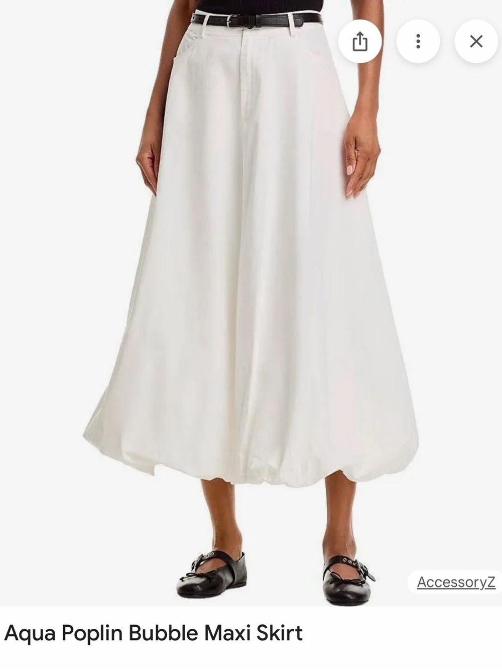 Aqua Bubble-Hem Poplin Maxi Skirt in White